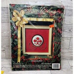 Christmas Mini Ribbon Embroidery KIT Red Roses Beginner Craft USA 6"  Cottage
